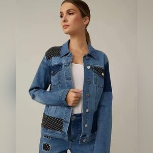 NWOT Joseph Ribkoff Patch Denim Jacket XXL
